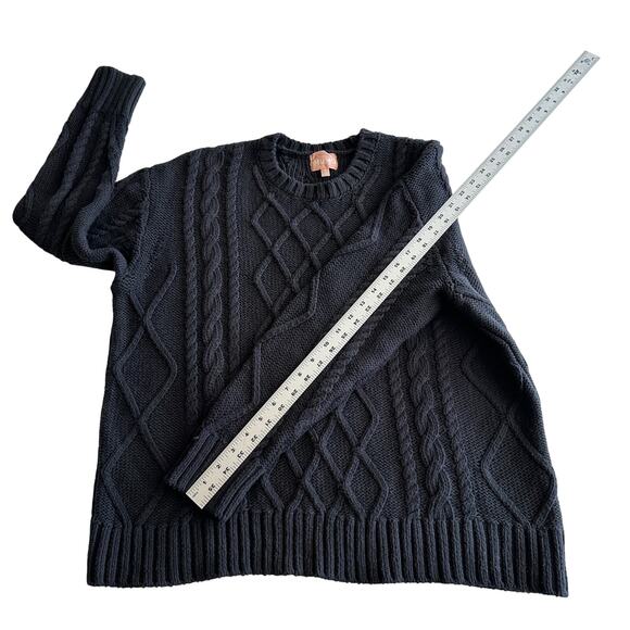 Show Me Your Mumu Day to Day 100% Cotton Chunky Cable Knit Black Sweater S - Picture 9 of 9